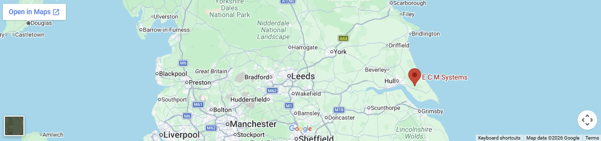 Map showing ECM Systems Ltd in Burstwick, Hull, East Yorkshire, England, UK